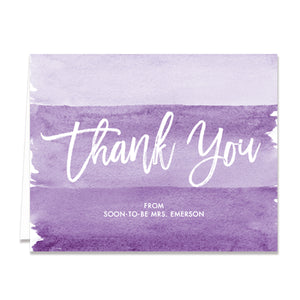 "Tory" Purple Watercolor Bridal Thank You Card