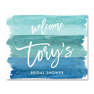 "Tory" Turquoise Watercolor Bridal Shower Welcome Sign