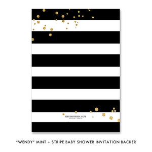 "Wendy" Mint + Stripe Baby Shower Invitation