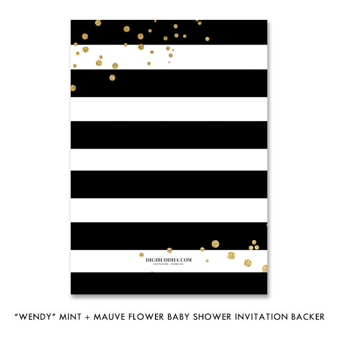 "Wendy" Mint + Mauve Flower Baby Shower Invitation